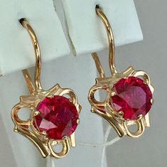 USSR Vintage Original Soviet Rose Gold Ruby (lab. created) Earrings 583 14K | eBay Red Ruby Earrings, Vintage Gold Earrings, Lviv Ukraine, Vintage Jewelry Art, Ruby Earrings, Red Ruby, How To Make Earrings, Vintage Gold, Jewelry Art