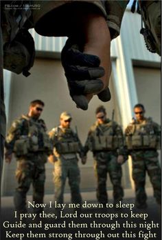 a soldier jumping in the air with his feet up and two soldiers standing behind him