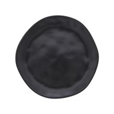 an empty black plate on a white background