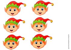 a set of six elf faces with different expressions