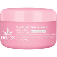 Hempz Sweet Jasmine & Rose Body Mask / 8 oz. - 227 grams Rinse off, daily body mask helps hydrate, condition & soften skin. Blended with essential extracts and oils to help condition and hydrate skin. Convenient, reusable, wooden spoon assist with an even application Enriched with100% Pure Natural Hemp Seed Oil Paraben, Gluten, Cruelty, THC Free and 100% Vegan Free. VIEW ALL PRODUCTS BY HEMPZ Hempz Lotion, Sweet Jasmine, Lip Masks, Rose Body, Body Mask, Jasmine Rose, Hand Creams, Lip Scrubs, Hemp Seed