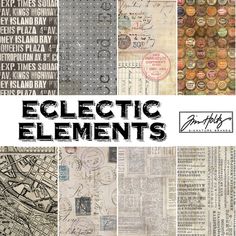 an assortment of different papers with the words eclectic elements