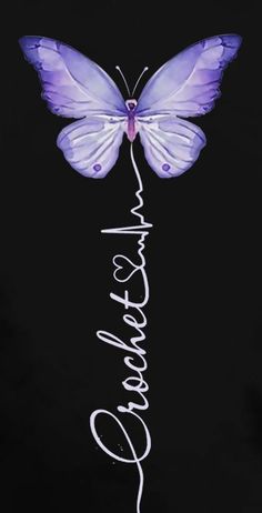 a purple butterfly with the word love written on it