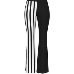 Up your style game with these super chic skinny flare pants! Crafted from soft and stretchy fabric, they offer a perfect fit for yoga, pilates, and dance. With the black and white striped pattern, these pants will add an edgy and trendy touch to your wardrobe. So why not try something new and stay comfortable while looking fabulous? The slim fit offers a flattering silhouette to make you look and feel your best. Get your pair today!    - The high waistline makes them a perfect choice for work we Fitted Black Pants With Vertical Stripes, Chic Stretch Bottoms With Vertical Stripes, Fitted Black Pants With Contrast Stripes, Striped Stretch Flare Pants, Stretch Flare Striped Pants, Trendy Striped Flare Pants, Trendy White Striped Pants, Trendy White Pants With Vertical Stripes, Fitted Striped Flare Pants