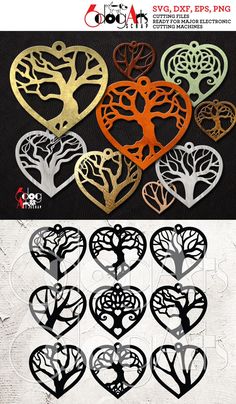 the paper cuts are designed to look like heart shaped trees