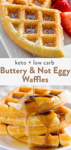 keto and low carb buttery & not egg waffles with syrup