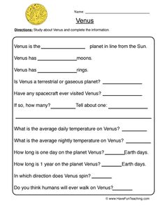 the planets worksheet for kids to learn about mars and how they are made