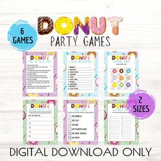 donut party games with doughnuts on them