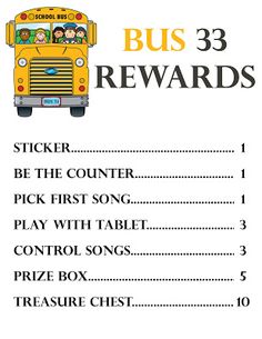 the bus reward card is for children to play with their teacher's school bus