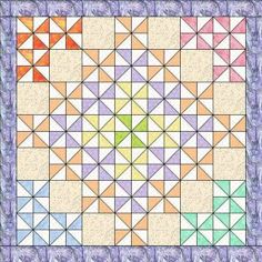 an image of a quilt with many different colors and shapes on it's sides