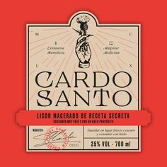 the label for cardo santo is shown in red and white, with an image of