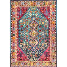 nuLOOM Meadow Vintage Vibrant Multi 7 x 9 Area Rug Affordable Area Rugs, Bohemian Farmhouse, Affordable Rugs, Bohemian Colors, Persian Pattern, Area Rug Sizes, Pink Area Rug, Orange Area Rug, Bohemian Area Rugs