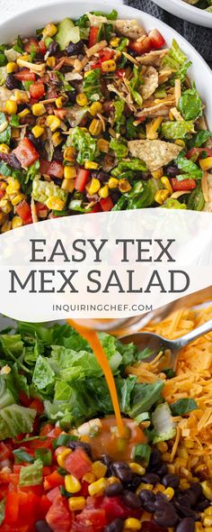 Tex Mex Salad Mex Salad, Southwest Salad Recipe, Tex Mex Salad, Fiesta Salad, Southwestern Salad, Mexican Salad Recipes, Southwest Recipes, Southwest Salad, Salad Inspiration