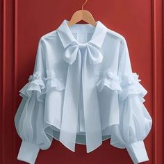 White Chiffon Shirt for Women New Spring Autumn Sweet Pleated Patchwork Solid Office Blouse Elegant White Collared Shirt Outfit, Ruffle Top Blouses, Shirt Blouses Women's, Quick Outfits, Modest Fashion Outfits, Chiffon Shirt, White Blouse, Fashion Sewing, Dress Design