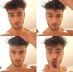 four different pictures of a man making faces