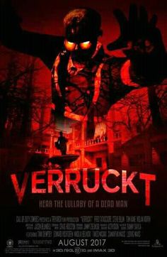 a movie poster for the horror film verruckt, starring an evil character