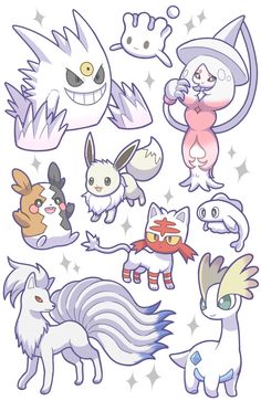 an assortment of pokemon stickers on a white background