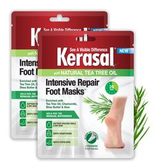 PRICES MAY VARY. Two pairs of Kerasal Intensive Repair Foot Masks Foot mask visibly improves cracked heels and dry feet Masks contain tea tree oil, chamomile, shea butter and aloe to exfoliate and moisturize dry skin Foot exfoliator comes in one pair of convenient masks for simple application Place skin mask on feet and let sit for 20 minutes Foot Mask, Skin Mask, Foot Soak, Cracked Heels, Ingrown Toe Nail, Natural Teas, Foot Cream, Moisturizer For Dry Skin, Tree Oil