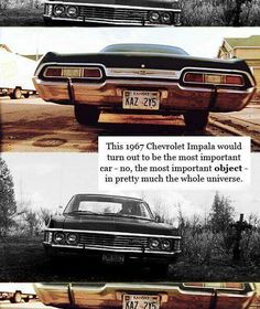 an old car is shown in three different pictures, with the words chevrolet impala on it