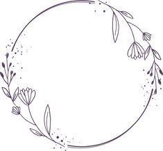 a round frame with flowers and leaves around it