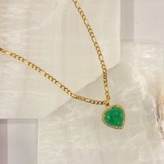 CRYSTAL HEART JADE necklace Green Jade Necklace, Jade Necklace, Ancient China, Rolo Chain, Green Jade, Of The Earth, Crystal Heart, Jade Green, Pendant Set