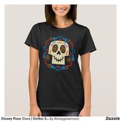 Disney Pixar Coco | Gothic Sugar Skull T-Shirt Biker Decor, Thanksgiving Clothing, Coco Disney, Biker Gloves, Family Vacation Tshirts, Confetti Birthday Party, Pixar Coco, Disney Logo, Biker Quotes