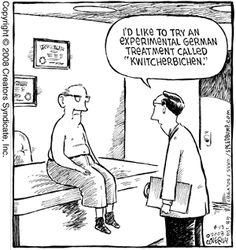 a cartoon depicting a doctor talking to a patient