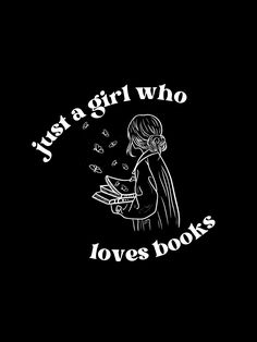 a girl who loves books on a black background