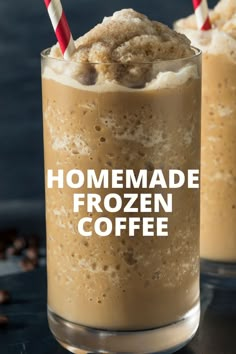 two glasses filled with homemade frozen coffee