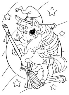 a little pony with stars and a hat on it's head is flying through the sky