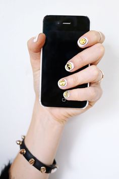 Emoji Nail Decal DIY Nail Decals Diy, Emoji Love, A Beautiful Mess, Nail Studio, Beautiful Mess, Nail Paint, Diy Manicure, Used Iphone