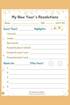 a new year's resolution card with fireworks and stars