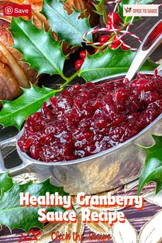 the cover of healthy cranberry sauce recipe