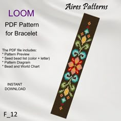 a cross stitch bookmark with the text loom pattern for bracelets on it