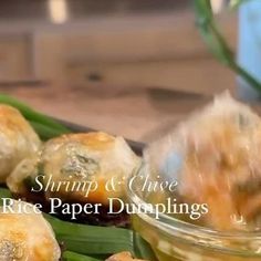 shrimp and olive rice paper dumplings with dipping sauce