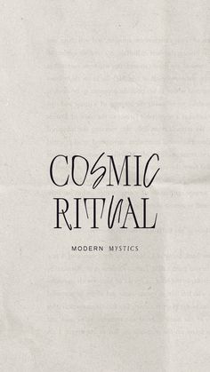 an old book with the title cosmic ritual modern mystics written in black on it