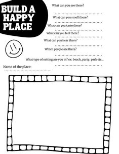 a happy place worksheet for kids to learn how to write the words and pictures