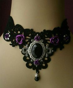 Metal Roses, Gothic Choker, Gothic Lace, Black Lace Choker, Personal Jewelry, Gothic Chokers, Jewelry Purple, Lace Choker, Goth Jewelry