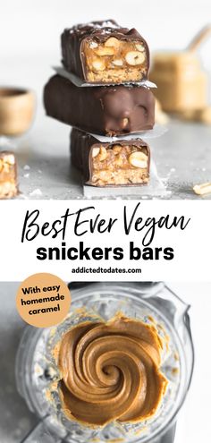 the best ever vegan snickkers bars with easy homemade peanut butter