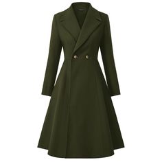 Dark Green Color This Women's Trench Coat Is Made Of Polyester Blend, Anti Cold And Windproof, Keep Warmth And Durable, Wear This Womens Winter Coat To Keep You Warm All Days. This Women's Pea Coat Has Classic And Simple Features, Which Creates Stunning Curve, Wear This Women's Long Trench Coat Making You More Beautiful, Fashionable And Elegant. Elegant Khaki Long Pea Coat, Elegant Long Khaki Pea Coat, Elegant Khaki Pea Coat For Work, Elegant Double-breasted Khaki Pea Coat, Elegant Single-breasted Khaki Pea Coat, Elegant Khaki Single Breasted Pea Coat, Elegant Khaki Single-breasted Pea Coat, Elegant Khaki Pea Coat For Fall, Fitted Olive Outerwear With Buttons