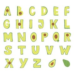 the letters and numbers are made up of avocado slices