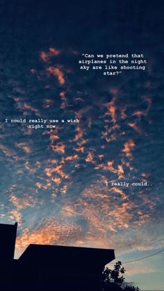 the sky is filled with clouds and some words