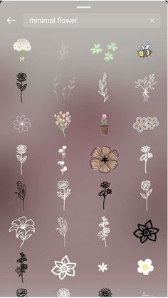 an iphone screen with flowers and plants drawn on it