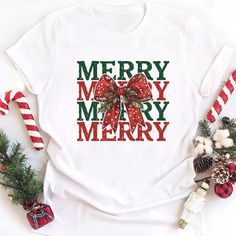 Coquette Shirts, Christmas Coquette, Bow Shirt, Merry Christmas Gifts, Bow Shirts, Santa Shirts, Santa Gifts, Coquette Bow, Xmas Holidays