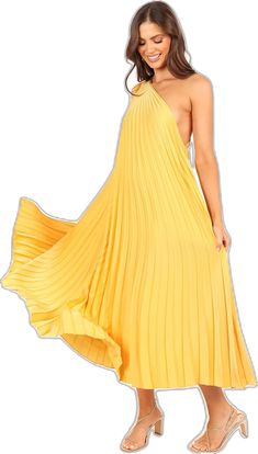 Summer Maxi Dress With Folds, Summer Maxi Dress With Pleated Waist For Date Night, Solid Pleated Summer Dress, Spring Solid Pleated Maxi Dress, Spring Pleated Ruched Dress, Chic Beach Dress With Pleated Waist, Chic Spring Maxi Dress With Folds, Flowy Pleated Maxi Dress, Flowy Maxi Length Pleated Dress