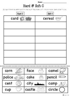 two worksheets with words and pictures on them