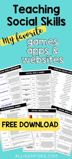 teaching social skills for kids to use with games, apps and webs - all on one page