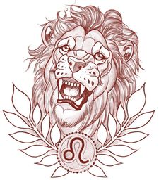 a lion with the number nine on it's face and leaves around its neck