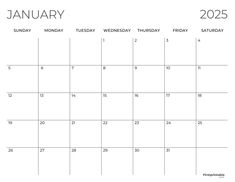 a calendar for january with the holidays written in black and white, on a white background