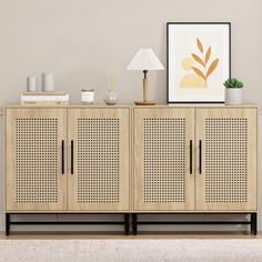 the sideboard is made out of wood and has perfored panels on it